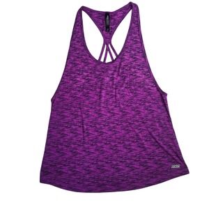 Express EXPCore Tank Top Womens M Purple Space Dye Strappy Racerback Active Yoga